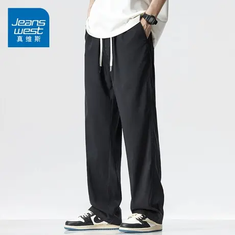 KZH真维斯天丝莱赛尔休闲长裤男夏季薄款运动直筒卫裤阔腿抽绳裤商品大图
