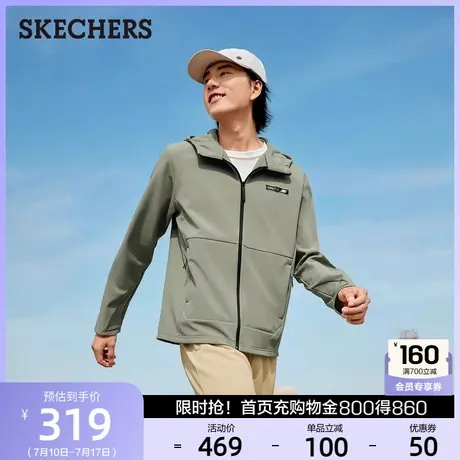 斯凯奇男装加绒保暖舒适冲锋衣高级感防泼水连帽外套秋冬季新款图片