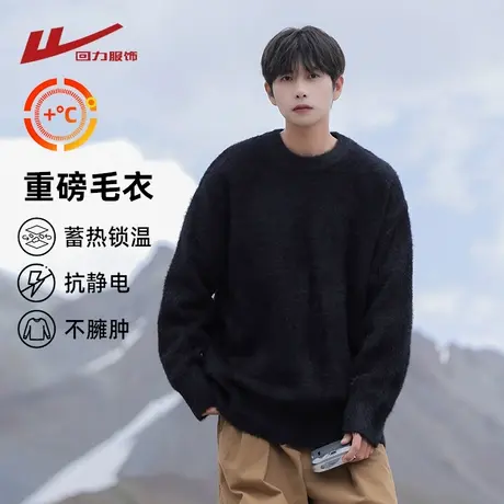 回力海马毛毛衣男秋冬季2025新款加厚高级感慵懒风软糯针织打底衫图片
