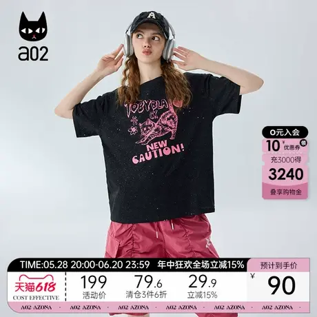 a02纯棉黑色短袖女T恤2025新款爆款夏季半袖独特圆领上衣时尚图片