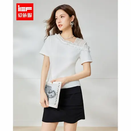 IEF/爱依服短袖2025夏季新款法式温柔小女人风设计感通勤百搭上衣图片