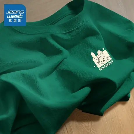 KWV真维斯纯棉短袖t恤女2025新款夏季宽松大码半袖开春内搭上衣图片