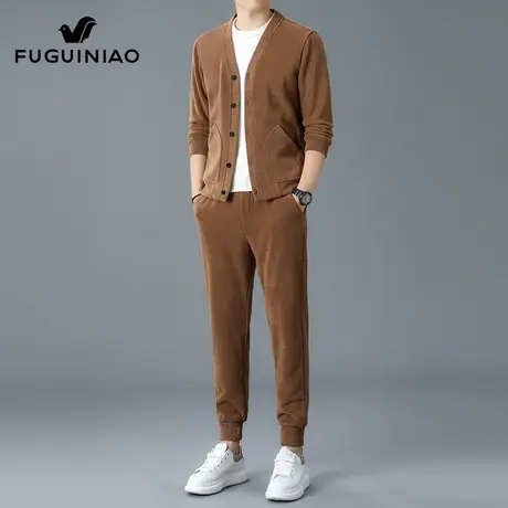 富贵鸟休闲运动套装男士搭配潮流帅气长裤子春季新款外套男一整套图片