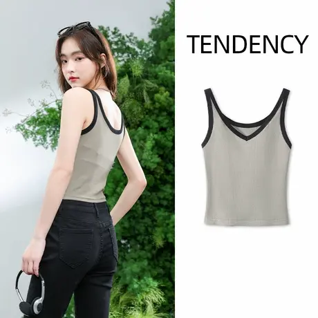 KWV真维斯背心女短款V领紧身外穿2025新款夏装无袖短款百搭上衣商品大图