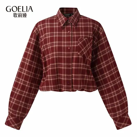 歌莉娅秋季新品假两件格子长袖上衣1E8J3I160商品大图
