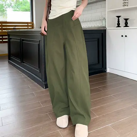 【尔给】夏季慵懒风工装休闲弯刀长裤宽松百搭显瘦薄款阔腿长裤商品大图