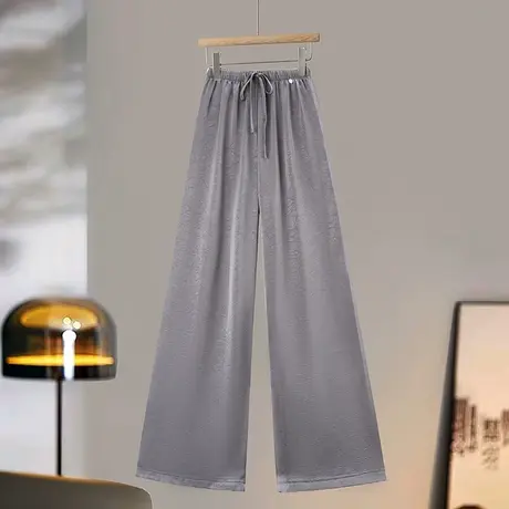 时尚休闲裤2025年夏季新款女简约纯色百搭宽松高腰显瘦直筒长裤商品大图