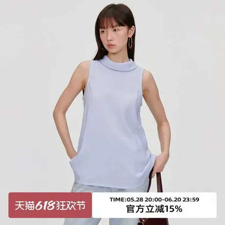 omont蛋挞家气质立领扭结设计无袖衬衫2025夏季修身显瘦背心上衣图片