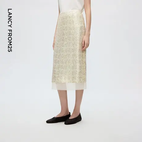 朗姿亮片轻礼服半身裙重工设计感长款百搭气质半裙2025年秋季新款商品大图