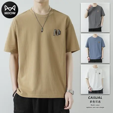 猫人短袖T恤新款男夏季宽松休闲半袖时尚圆领半截袖衣服帅气内搭商品大图