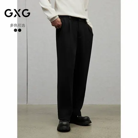 GXG男装 微绒感宽松休闲裤锥形通勤西装裤男士长裤 2024冬季新品商品大图