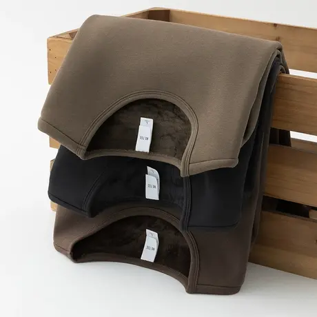 圆领长袖t恤男潮牌潮流秋冬保暖内搭打底衫加绒加厚纯色秋衣小衫商品大图