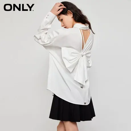 ONLY奥莱夏季休闲通勤风立体蝴蝶结宽松长袖衬衫女商品大图