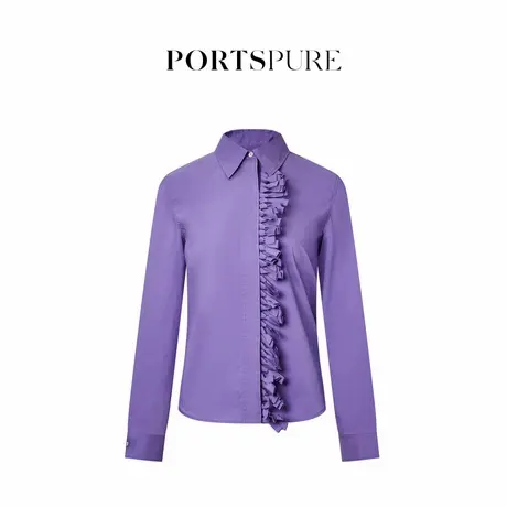 宝姿PORTSPURE女装2025夏季新品淡人气质手工编织门襟设计感衬衫商品大图