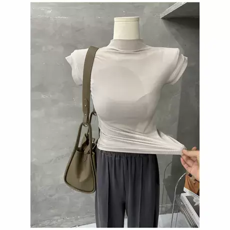基础hao搭！韩版半高领无袖背心打底衫女螺纹上衣春夏新显瘦2022商品大图