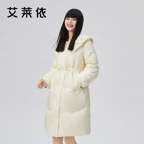 【直播】艾莱依羽绒服女长款2022冬季新款大翻领蝴蝶结明星厚外套图片