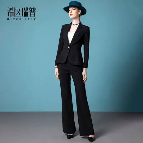 希区瑞普高端法式复古气OL裤装外套女春季质修身短款套装职业西装商品大图