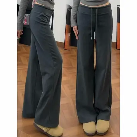 阔腿休闲裤女秋冬2025新款韩版高腰显腿长宽松垂感运动拖地长裤商品大图