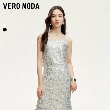 Vero Moda吊带24秋季新款亮片网纱内衬短款吊带宴会时尚324303007商品大图