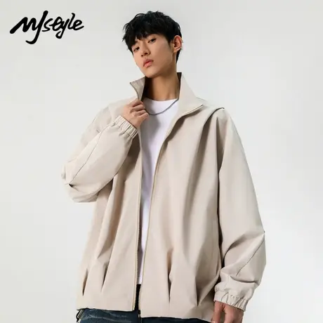 MJ STYLE休闲夹克外套男春季新款翻领连帽潮流百搭纯色青少年上衣图片