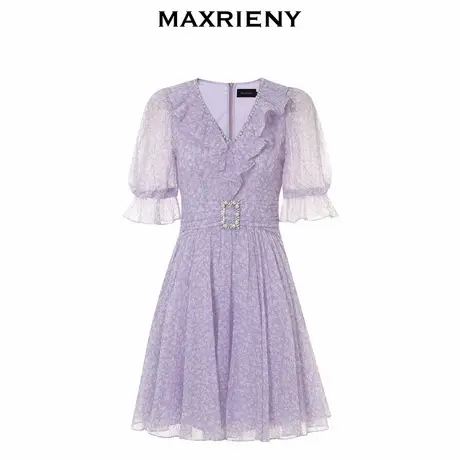 【奥莱】MAXRIENY欧式园艺风碎花茶歇裙雪纺连衣裙图片