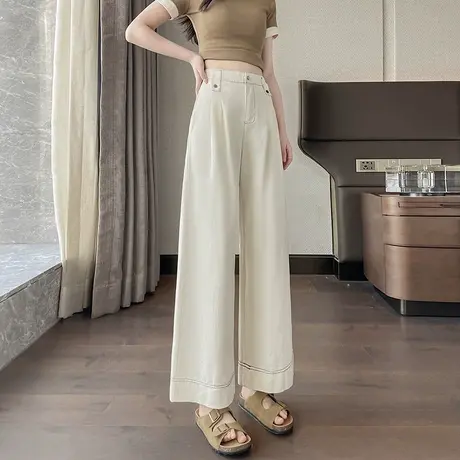 时尚百搭直筒夏季薄款休闲长裤女士2025年夏日新品显瘦百搭简约裤商品大图