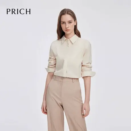 PRICH干练知性条纹衬衫2025春季新款休闲通勤翻领显瘦上衣女商品大图