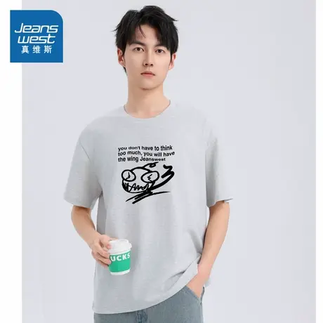 TM真维斯男女同款纯棉短袖T恤2025夏季新款情侣装简约圆领短袖T恤商品大图