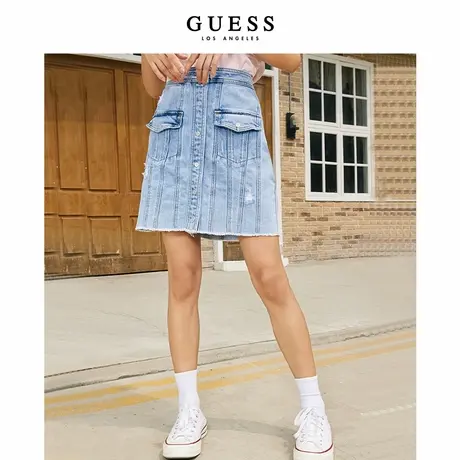 GUESS女士舒适破洞新派牛仔半身裙Q1FA38W55R9商品大图
