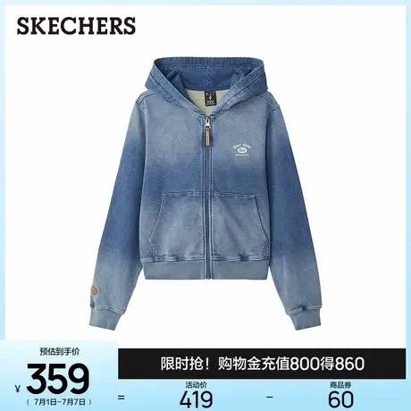 斯凯奇2025秋新款女宽松针织外套时尚百搭连帽卫衣简约街头风上衣商品大图