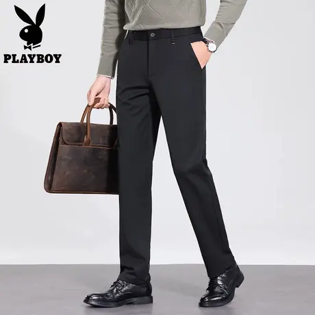【含绵羊毛】花花公子新款梭织西裤男款商务休闲裤宽松直筒长裤子图片