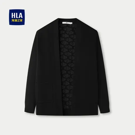 HLA/海澜之家两侧口袋水洗针织开衫秋冬时尚纯色休闲毛衫外套男商品大图