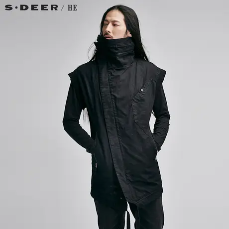 sdeerhe圣迪奥男装个性时尚潮休闲立领斜襟纯棉马甲男H15171665图片