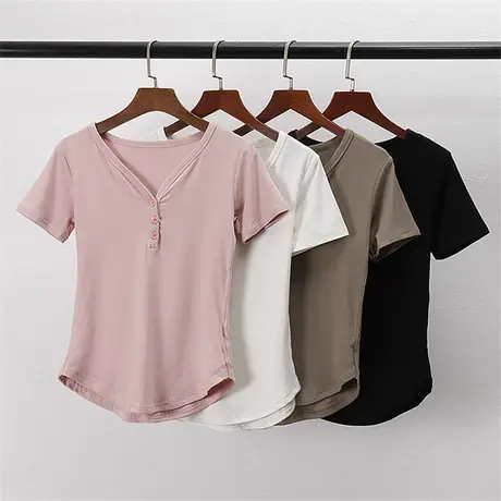 舞蹈练功服女修身短袖夏现代舞上衣爵士古典舞形体训练服装瑜伽服商品大图