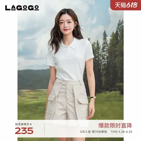 LAGOGO高腰工装短裤女拉谷谷2025年夏季新款设计感裤子OAKK135F12商品大图