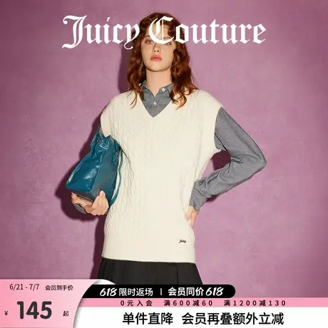 Juicy Couture橘滋春夏新款新女装初秋金属牌绞花毛织女式背心商品大图