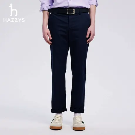 Hazzys哈吉斯秋季男士休闲长裤简约斜纹舒适商务通勤纯色裤子图片