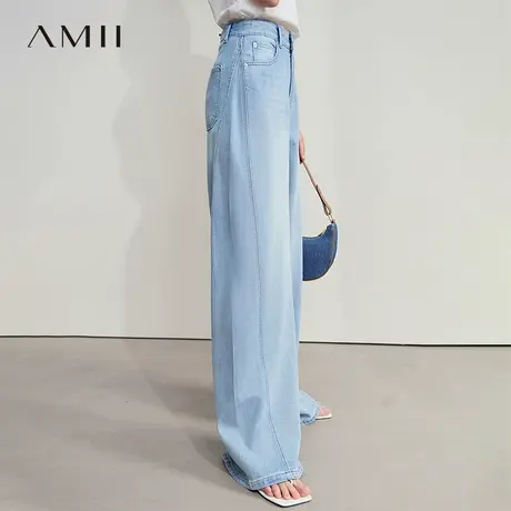AMII【复古港风】2025秋夏复古怀旧宽松直筒阔腿牛仔长裤牛仔裤女商品大图