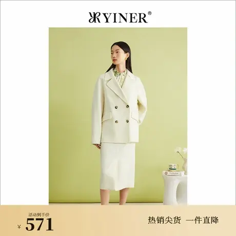【超细支澳洲丝光羊毛】YINER音儿春季纯羊毛双面呢大衣图片