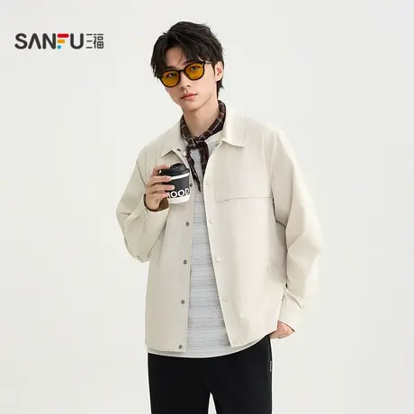 三福2025秋季男士简约分割结构工装夹克 通勤翻领外套506152图片