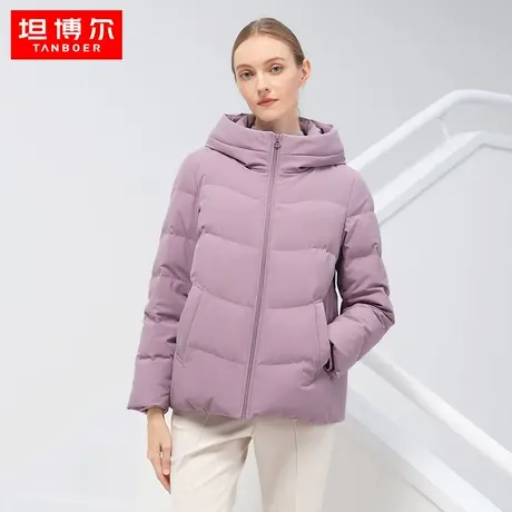 【商场同款】坦博尔短款羽绒服女中老年妈妈宽松大码外套TB331368商品大图