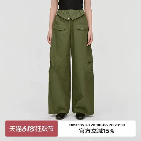 omont蛋挞家复古户外运动工装休闲裤2025夏季高腰阔腿设计感长裤商品大图