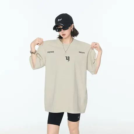 2025夏季新款宽松印花短袖T恤男女同款潮酷纯棉ins街头风半袖上衣图片