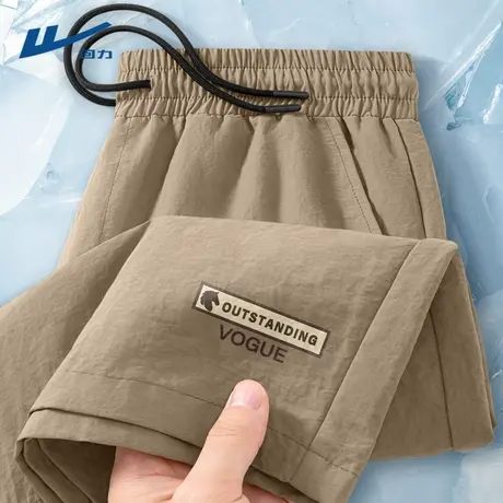 回力男款短裤夏日美式休闲凉感透气卡其男裤健身跑步运动裤男士D图片