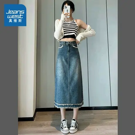 LE真维斯女装2025夏季新款cleanfit时尚小众潮流女装牛仔半身裙商品大图