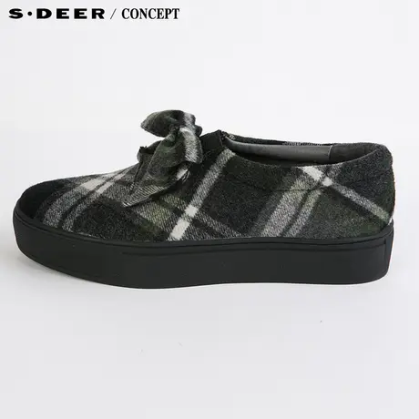 【新品】sdeer圣迪奥专柜正品女学院范格纹毛呢女鞋S15483986图片