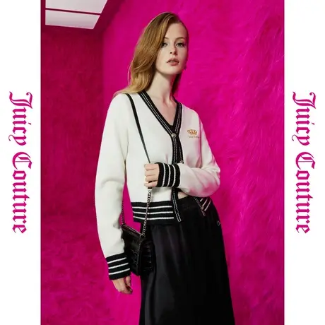 Juicy Couture橘滋春夏新款秋女年款经典记忆皇冠金丝绣针织外套商品大图