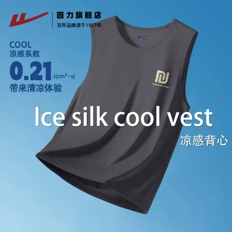回力夏季新款冰丝凉感男士背心宽松舒适网眼透气无袖速干上衣潮S图片