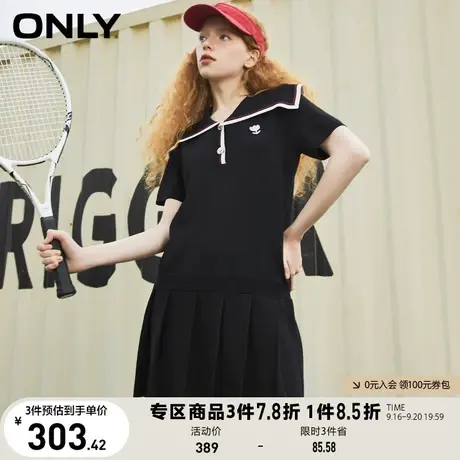 ONLY奥莱2023夏季新款新款海军风翻领宽松短款连衣裙女商品大图