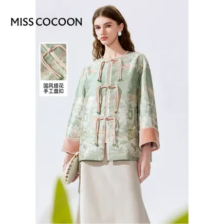 可可尼COCOON夏季新款小众新中式盘扣上衣女国风刺绣小个子外套商品大图